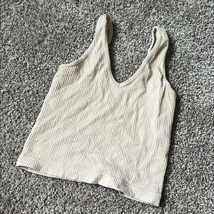 Beige Ribbed Women's Tank Top
